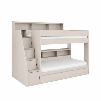 Camelot Bunk Bed with Stairs - Nordic White