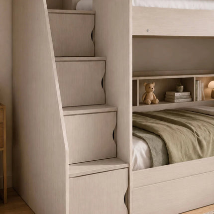 Camelot Bunk Bed with Stairs - Nordic White