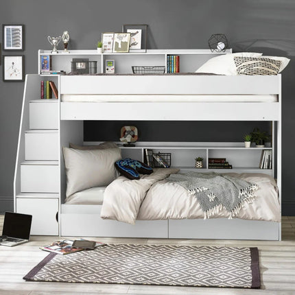 Camelot Bunk Bed with Stairs - White