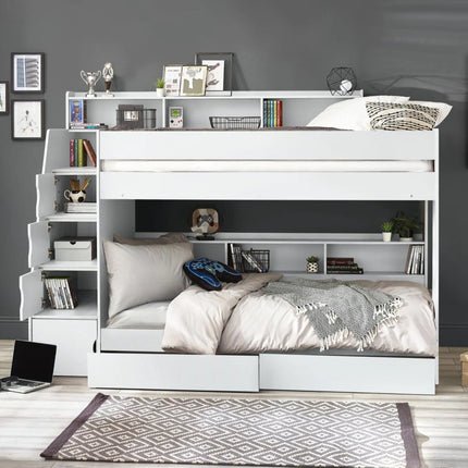 Camelot Bunk Bed with Stairs - White