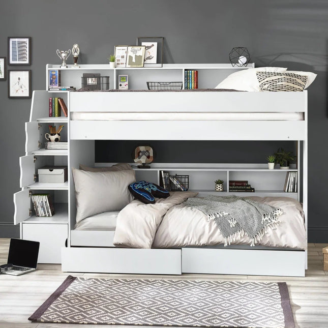 Camelot Bunk Bed with Stairs - White