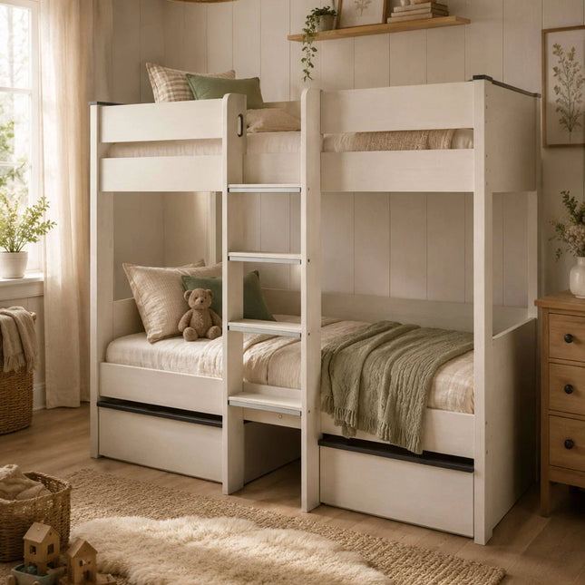 Celeste Bunk Bed with Drawers - Nordic White