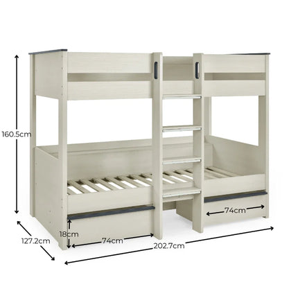 Celeste Bunk Bed with Drawers - Nordic White