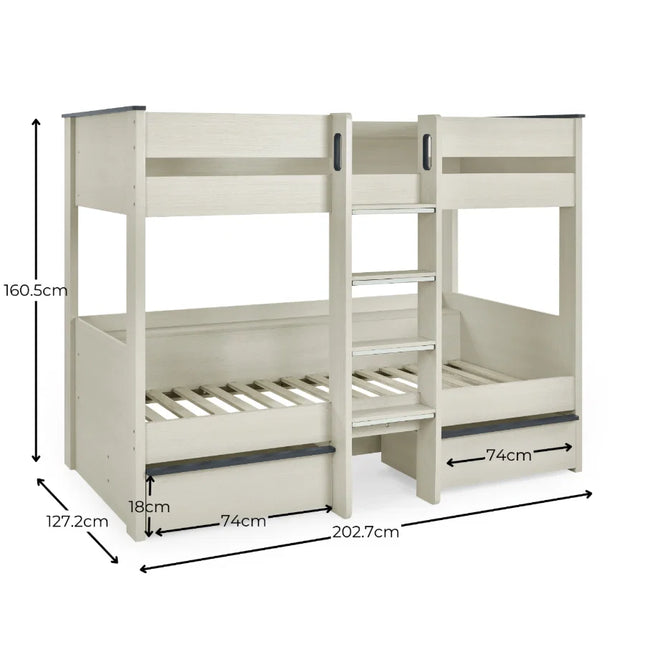 Celeste Bunk Bed with Drawers - Nordic White