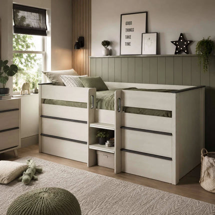 Celeste Mid Sleeper with Drawers - Nordic