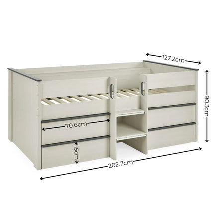 Celeste Mid Sleeper with Drawers - Nordic