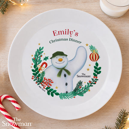 The Snowman Christmas Wishes Plastic Plate - Personalised