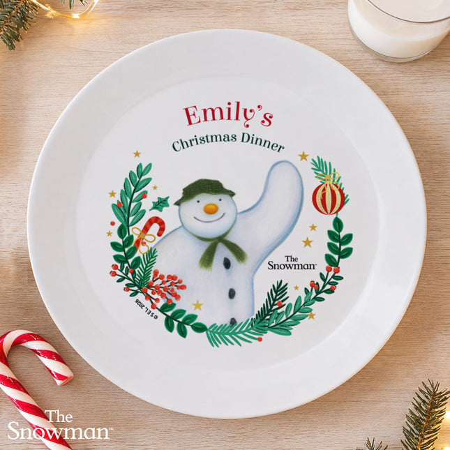 The Snowman Christmas Wishes Plastic Plate - Personalised