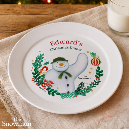 The Snowman Christmas Wishes Plastic Plate - Personalised