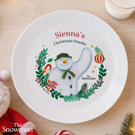 The Snowman Christmas Wishes Plastic Plate - Personalised