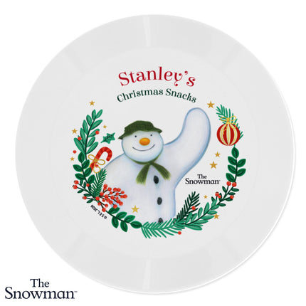 The Snowman Christmas Wishes Plastic Plate - Personalised
