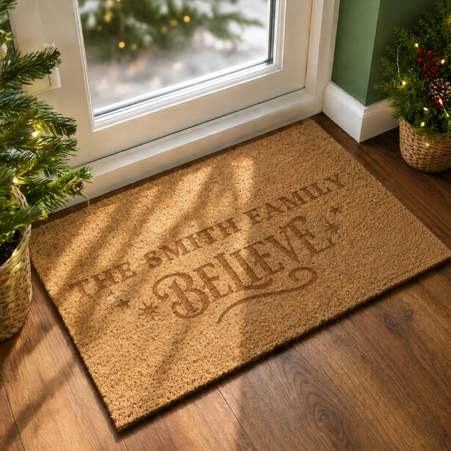 Believe in Christmas Personalised Indoor Mat