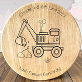 Digger Wooden Stool - Personalised