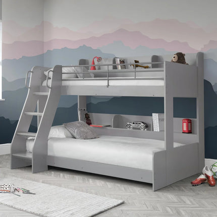 Domino Triple Sleeper Bunk Bed - Light Grey