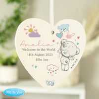 Tiny Tatty - Personalised Teddy Dream Big Pink Wooden Heart Decoration