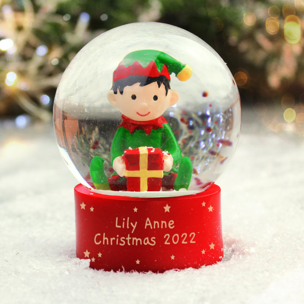 Elf Glitter Snow Globe - Personalised