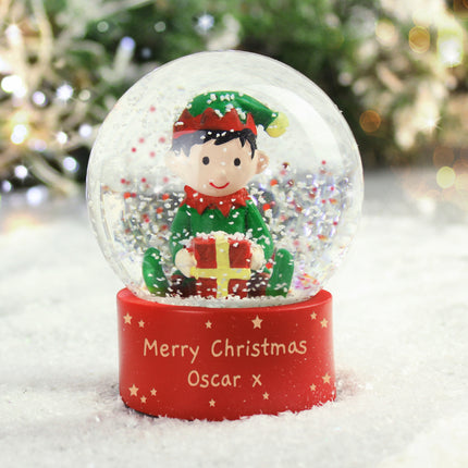 Elf Glitter Snow Globe - Personalised