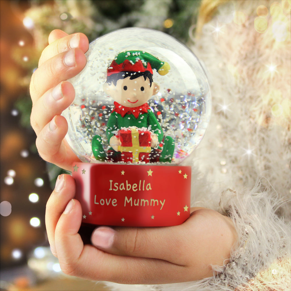 Elf Glitter Snow Globe - Personalised