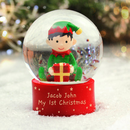 Elf Glitter Snow Globe - Personalised