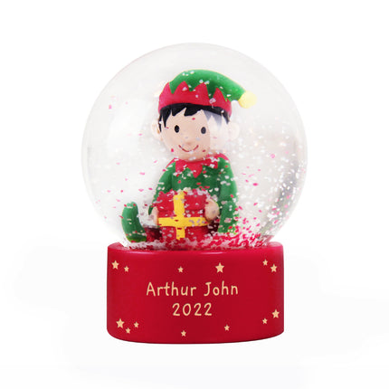 Elf Glitter Snow Globe - Personalised