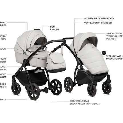 Noordi Fjordi V1 Leather 3-in-1 Travel System – Eco-Leather Pram with ThermoCot™ & i-Size Car Seat