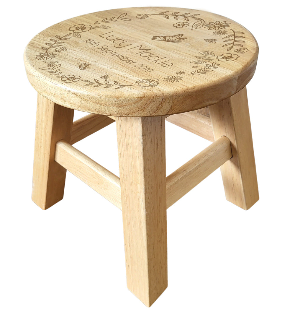 Floral Wooden Stool - Personalised