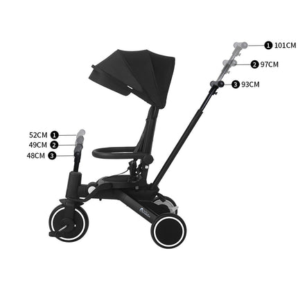 Foryourlittleone Xplor Ultimate 6 in 1 Foldable Trike - Jet Black (10m-4y)