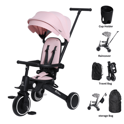 Foryourlittleone Xplor Ultimate 6 in 1 Foldable Trike - Pastel Pink (10m-4y)