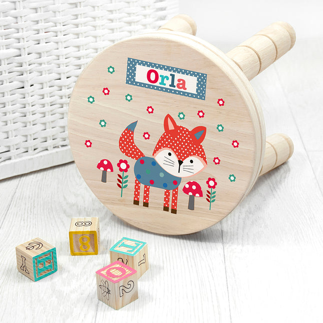Fox Wooden Stool - Personalised