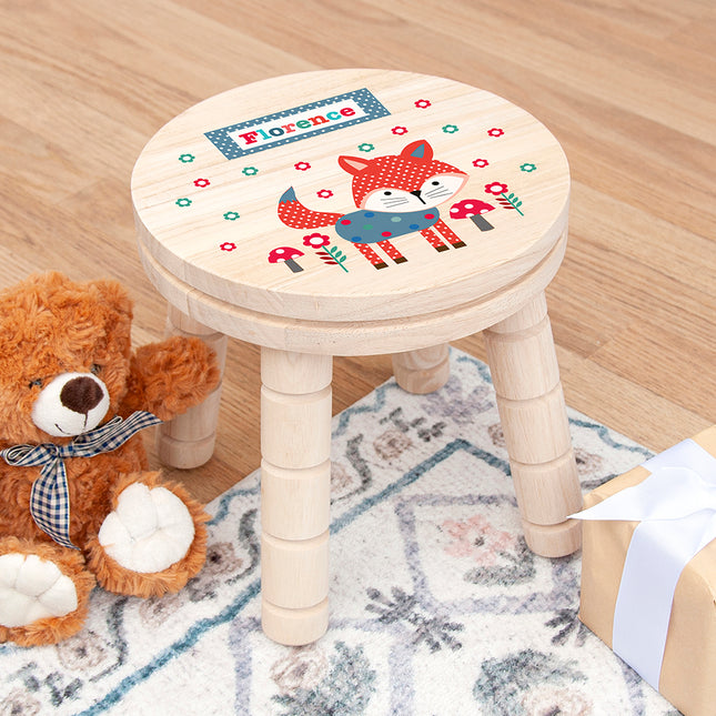 Fox Wooden Stool - Personalised