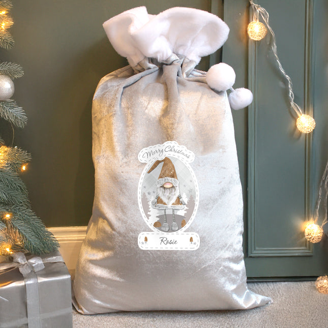 Personalised Gonk Santa Sack in Grey