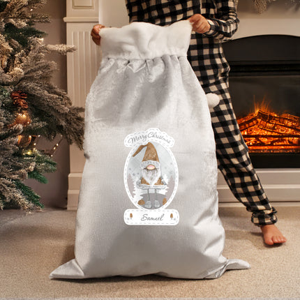 Personalised Gonk Santa Sack in Grey