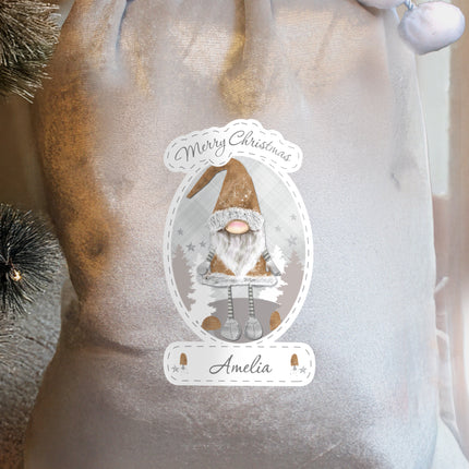 Personalised Gonk Santa Sack in Grey