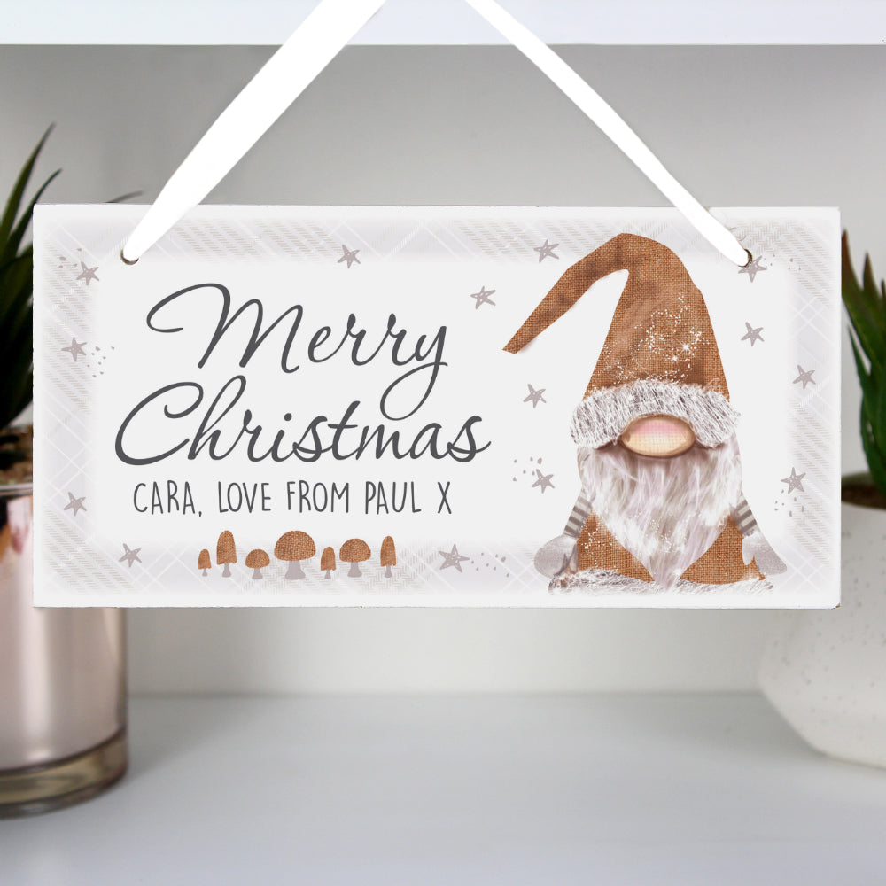 Personalised Gonk Christmas Wooden Sign
