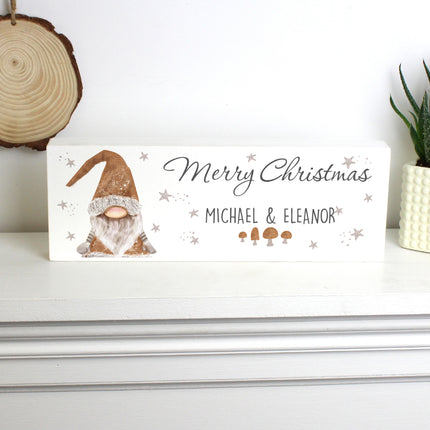 Personalised Gonk Christmas Wooden Block Sign