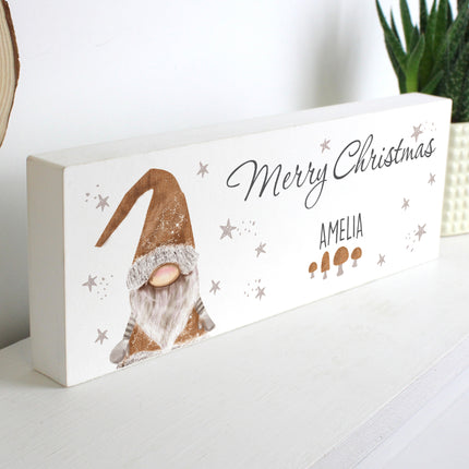 Personalised Gonk Christmas Wooden Block Sign