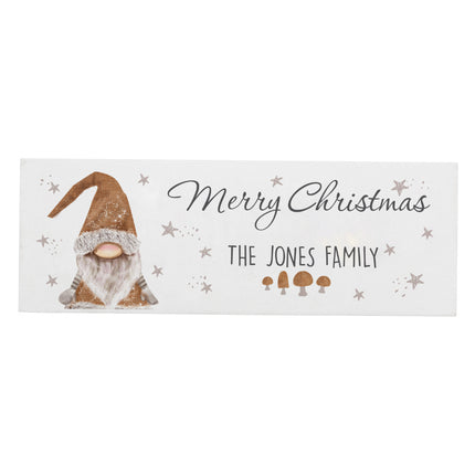 Personalised Gonk Christmas Wooden Block Sign