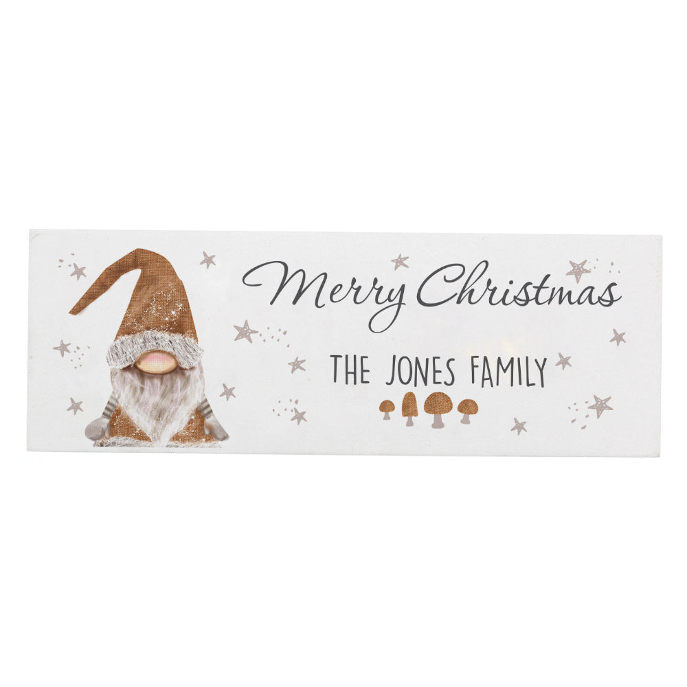 Personalised Gonk Christmas Wooden Block Sign