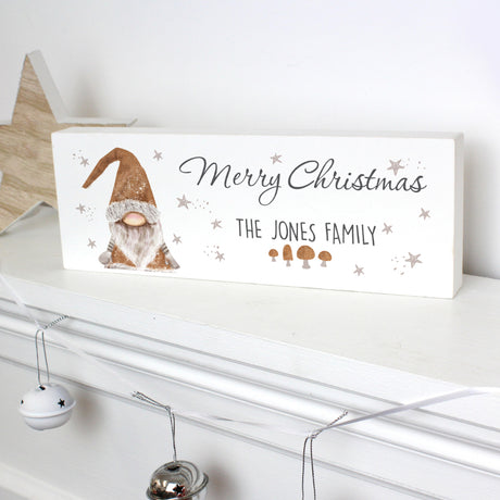 Personalised Gonk Christmas Wooden Block Sign