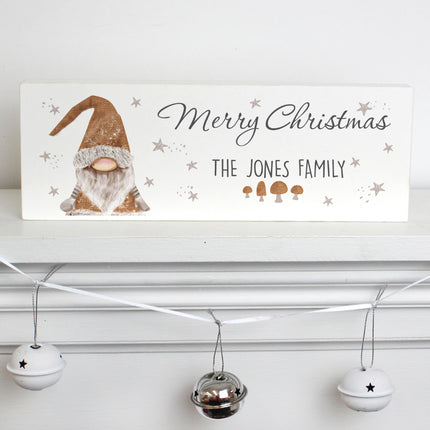 Personalised Gonk Christmas Wooden Block Sign
