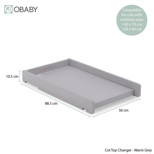 Grace Cot Bed + Cot Top Changer + Fibre Mattress - Warm Grey