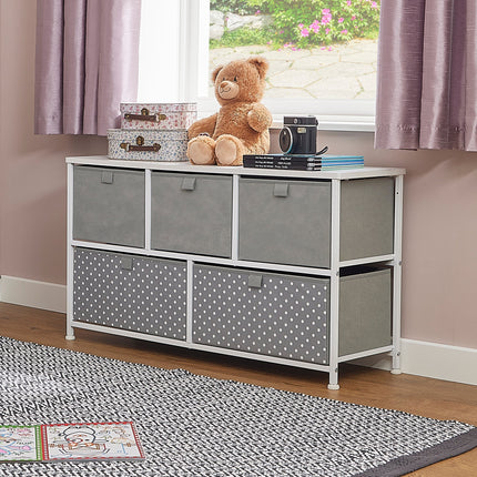 Grey 5 Drawer Storage Chest