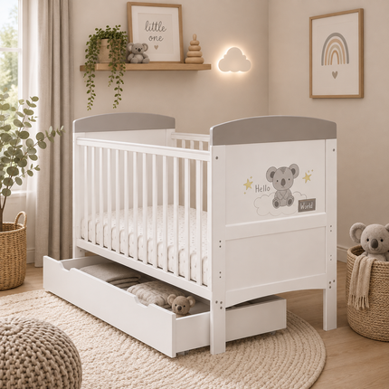 Hello World Koala Cot Bed + Under Drawer