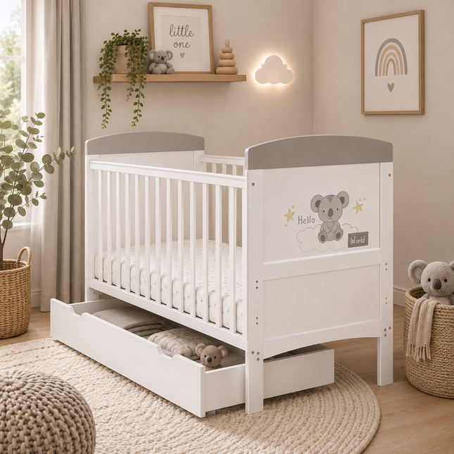 Hello World Koala Cot Bed + Under Drawer
