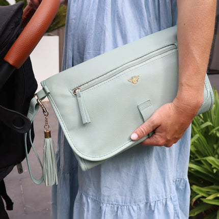 Vegan Leather Nappy Change Clutch Bag - Seaspray
