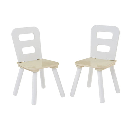 Round Table & 2 Chair Set - Natural & White