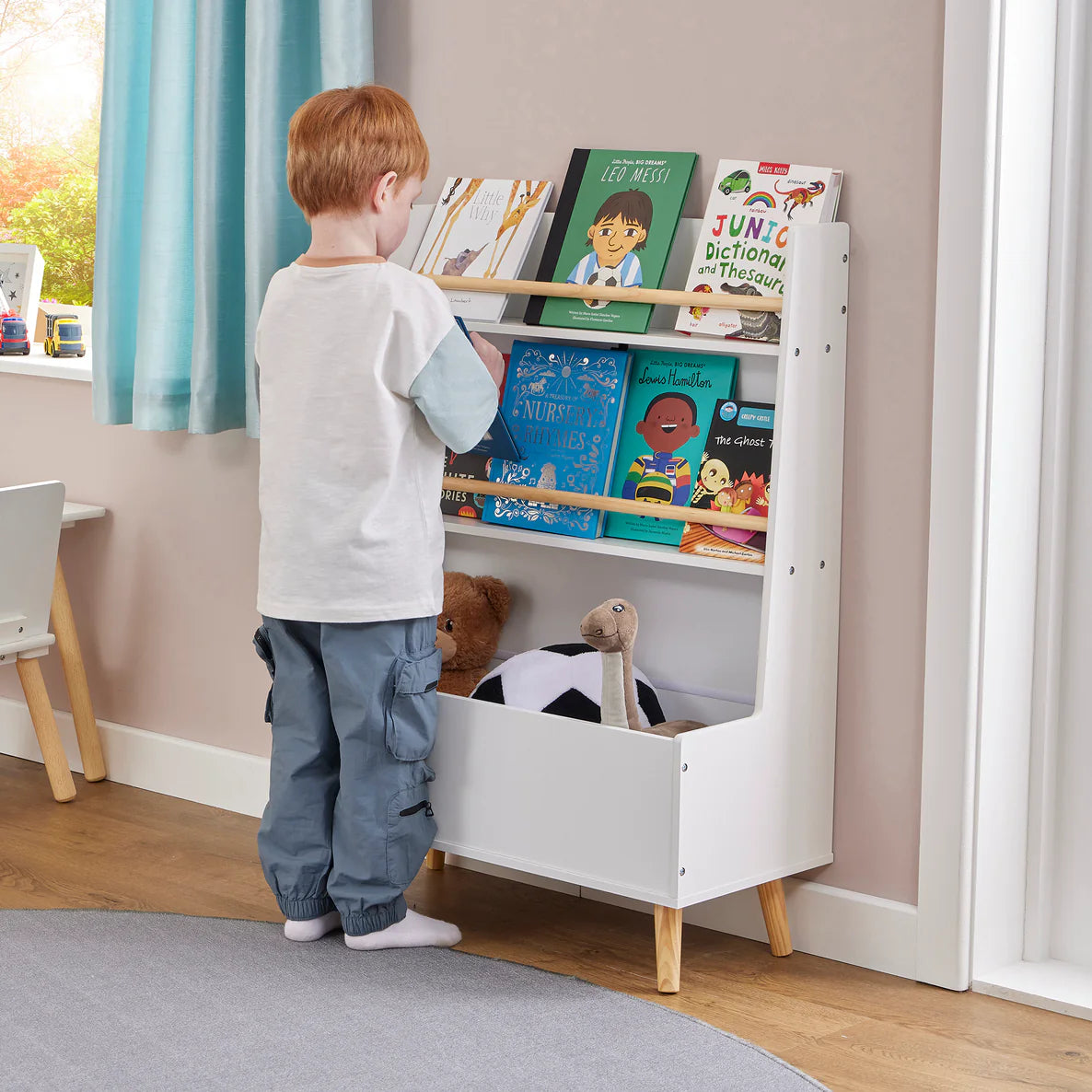 White Bookcase and Toy Storage Cabinet