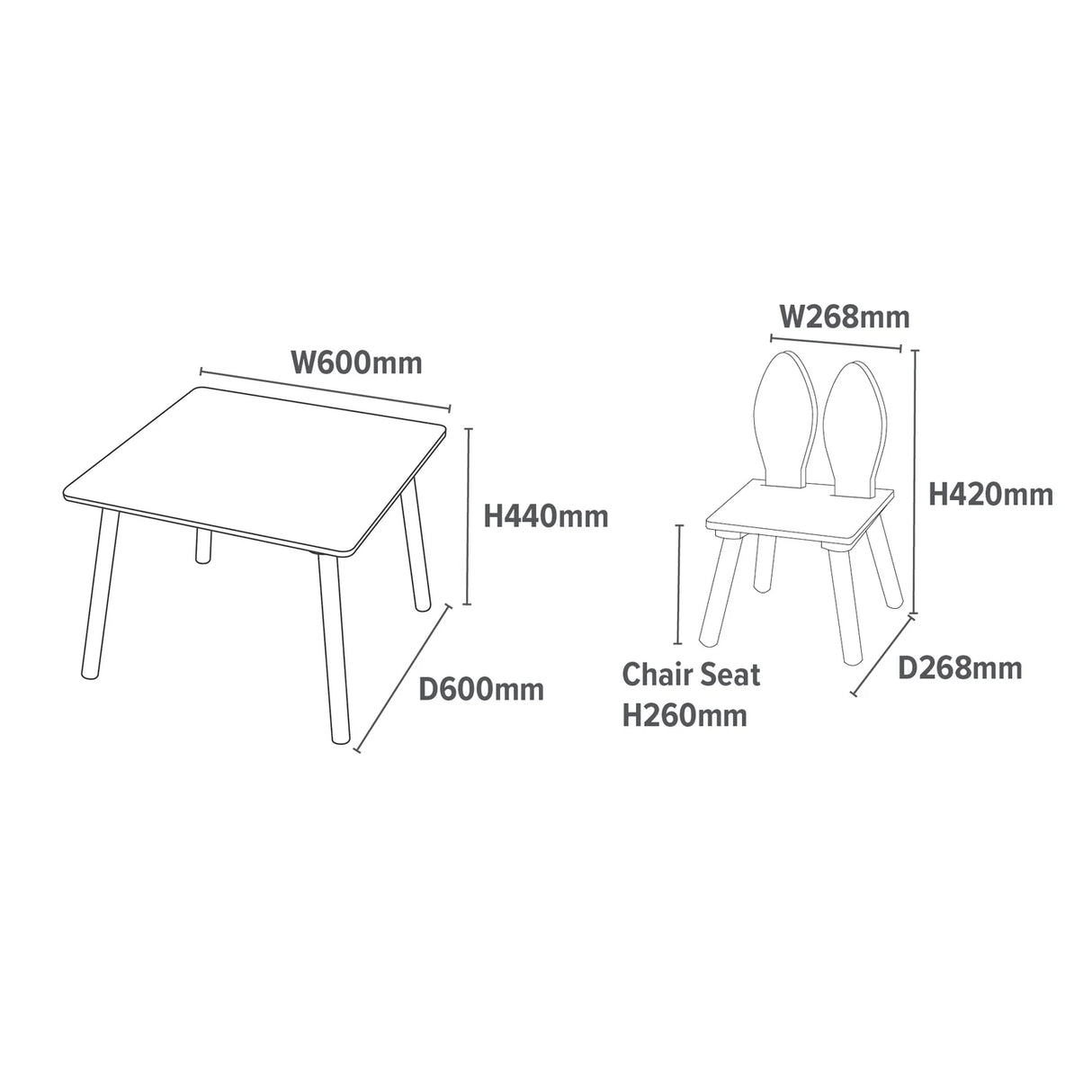Bunny Table & 2 Chairs