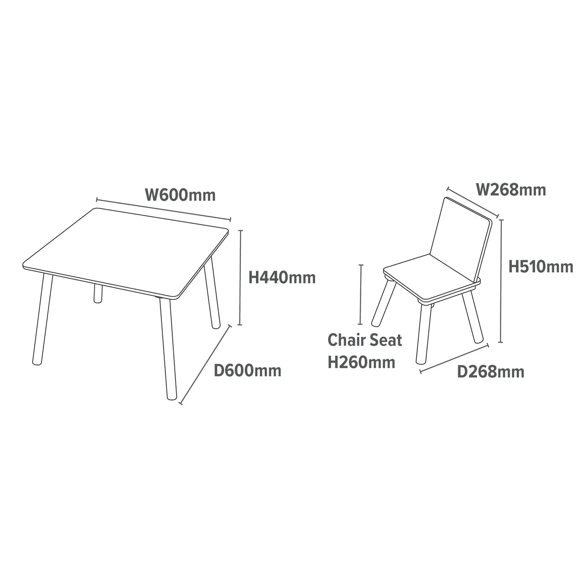 Grey Pinewood Table & Chairs