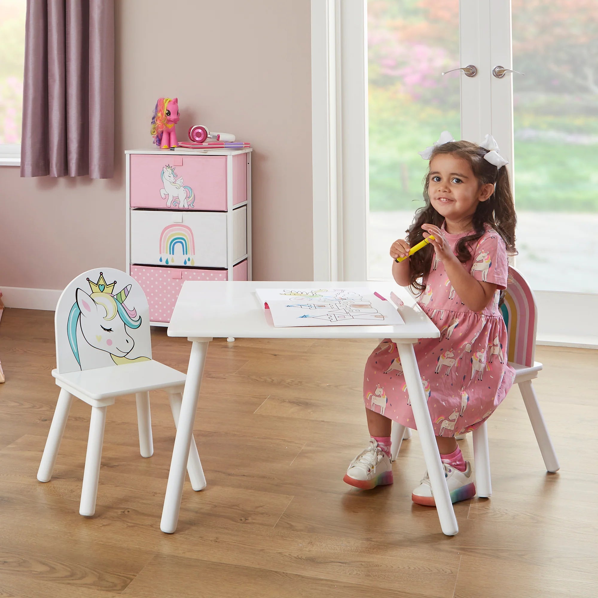 Kids unicorn table and chairs new arrivals